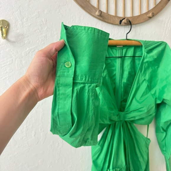 Jason Wu Green Cutout Waist Twist Long Sleeve Mini Tiered Dress XS - Picture 11 of 11